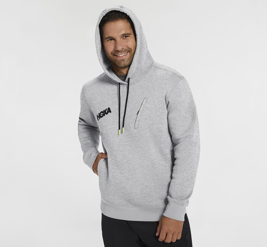 Sudadera Con Capucha Hoka One One Hombre - Performance - Gris - BAX943816